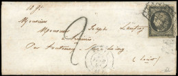 Obl. 3 -- 20c. Noir S/jaune, Obl. Grille S/lettre Frappée Du CàD De PARIS Du 23 Février 1849 à Destination De FONTENAY-S - 1849-1850 Cérès