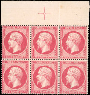 ** 24a -- 80c. Rose Foncé. Bloc De 6. HdeF Avec Croix De Repère. Fraîcheur Postale. Pièce De Rêve. SUP. - 1862 Napoléon III