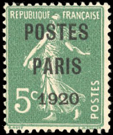 ** 24 -- 5c. Vert. Surcharge "POSTES PARIS 1920". TB. - Autres & Non Classés