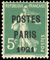 * 26 -- 5c. Vert. "POSTES PARIS 1921". TB. - Autres & Non Classés