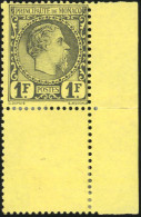 * 9 -- 1F. Charles III Noir S/jaune. Coin De Feuille. Pièce D'exposition. SUP. - Autres & Non Classés