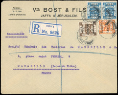 Obl. 15/ 17 / 19 -- 3 Valeurs Dont 1 Paire Obl. Sur Lettre Frappée Du CàD De AJAMI.B.O.JAFFA Du 10 Octobre 1922 à Destin - Palestine