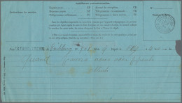 French Indochine: 1894 Telegram Form (blue) Dated '22nd Sep. 1894' Addressed To - Lettres & Documents