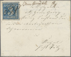 Bayern - Marken Und Briefe: 1850, 3 Kr. Blau, Platte 3, Handschriftlich Entwerte - Other & Unclassified