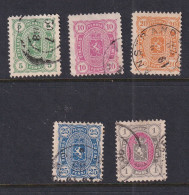 Finland Suomi 1885 5p-1m Sc 31-35 CV $41 Used 15871 - Used Stamps