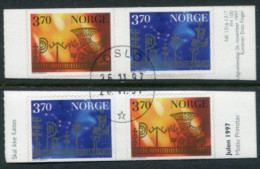 NORWAY 1997 Christmas Pairs  On Ordinary Paper Used.   Michel 1265x-66x - Usados