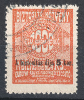 Railway Train Baggage Insurance / Travel Holiday EUROPE 1910 HUNGARY Revenue Tax Label Vignette Coupon Stamp OVERPRINT 5 - Fiscaux
