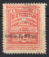 Railway Train Baggage Insurance / Travel Holiday EUROPE 1910 HUNGARY Revenue Tax Label Vignette Coupon OVERPRINT 50 K - Fiscaux
