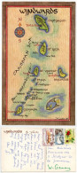 St. Vincent & The Grenadines 1986 Postcard Map Of The Grenadines Islands; Mix Of Stamps, Bequia Postmarks - St. Vincent Und Die Grenadinen