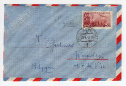 1949. YUGOSLAVIA,MACEDONIA,SKOPJE - BELGRADE TPO 1,AIRMAIL COVER TO BELGIUM - Poste Aérienne