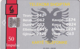 ALBANIA - Telecom Shqiptar 50 Units(reverse INSIG), Tirage 20000, 06/96, Used - Albanië