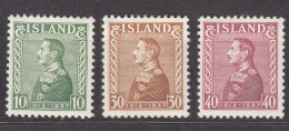 Iceland Island Ijsland 1937 Mi#187-189 Mint Hinged - Ungebraucht