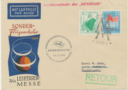 DDR 1.3.1959, Erstflug INTERFLUG Leipziger Frühjahrsmesse „LEIPZIG – KOPENHAGEN“ (HLIII/3 / Dah.41b) - Poste Aérienne