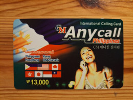 Prepaid Phonecard South Korea, CM Anycall - Philippines, Woman - Korea, South