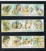 SAN MARINO - UN 1893.1904 - 2002 NATALE: MADRE-FIGLIO (COMPLET SET OF 12 STAMPS (3 X 4 SE-TENANT, BY BF)    - MINT ** - Unused Stamps