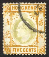 Hong Kong Sc# 74 Used (a) 1903 5c Org & Gray Grn Edward VII - Usados