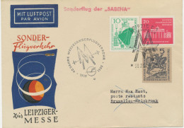 DDR 28.2.1959,Sonderflug Sabena Leipziger Frühjahrsmesse Erster Flugtag „LEIPZIG-MOCKAU – BRÜSSEL“ (SABENA – Existierte - Posta Aerea