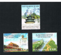 SAN MARINO - UN 1987.1989 - 2004 55^ ANNIV. REPUBBLICA POPOLARE DI CINA (COMPLET SET OF 3 STAMPS, BY BF)      - MINT ** - Unused Stamps