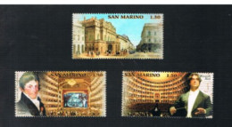 SAN MARINO - UN 2022.2024 - 2004 RIAPERTURA TEATRO ALLA SCALA DI MILANO  (COMPLET SET OF 3, BY BF)      - MINT ** - Unused Stamps