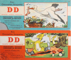 2 BUVARDS - Chaussettes Bas Soquettes D.D - Lapins Et Cigogne - Illustration Maurice Parent N° 7 Et 8 - BE - Animali