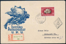 1950 UPU Blokkból Kitépett Bélyeg Első Napi Ajánlott Helyi Levélen / Mi 1111 On Registered Local FDC - Sonstige & Ohne Zuordnung