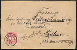 1897 5kr Levélen "BERZÉTE" - Kölcse, Továbbítva Abaújszántóra - Andere & Zonder Classificatie