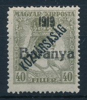 * Baranya I. 1919 Zita/Köztársaság 40f Bodor Vizsgálójellel (17.500) - Sonstige & Ohne Zuordnung