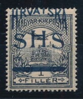 ** SHS 1918 Turul 1f Próbanyomat. Signed: Bodor. Certificate: Zrinjscak - Other & Unclassified