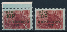 ** 1945 Béke 10P Elcsúszott Kék Alapnyomat + Támpéldány - Autres & Non Classés