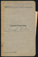 1942 Ungvári Gyalogsági Katona Igazolványi Lapja - Andere & Zonder Classificatie