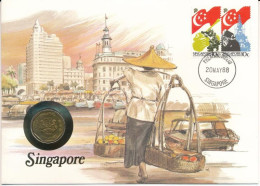 Szingapúr 1988. 1$ Al-Br Felbélyegzett Borítékban, Bélyegzéssel, Német Nyelvű Tájékoztatóval T:UNC Singapore 1988. 1 Dol - Ohne Zuordnung