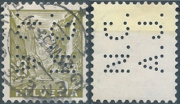 Svizzera-Switzerland-Schweiz-Suisse,HELVETIA,1934, 3(C) Obliterated In 1935 (PERFIN) - Perfins