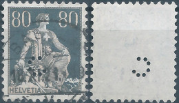 Svizzera-Switzerland-Schweiz-Suisse,HELVETIA,1915 -1918 , Helvetia With The Sword 80(C)grey (PERFIN) - Perforés