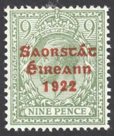 Ireland Sc# 53 MH (b) 15X8½ 1922-1923 9p Overprint - Neufs