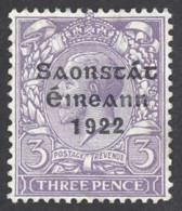 Ireland Sc# 49 Mint No Gum 15X8½ 1922-1923 3p Overprint - Ungebraucht