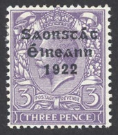 Ireland Sc# 49 MH (b) 15X8½ 1922-1923 3p Overprint - Neufs