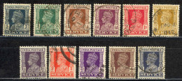 India Sc# O105-O112 Used 1939-1943 KGVI Officials - Dienstzegels