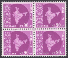 India Sc# 288 MNH Block/4 1957-1958 50np Map Of India - Unused Stamps