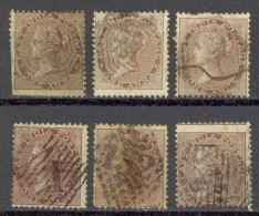 India Sc# 12 Used Lot/6 1855-1864 1a Queen Victoria  - 1858-79 Compagnie Des Indes & Gouvernement De La Reine