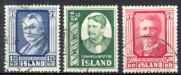 Iceland Sc# 284-286 Used 1954 Hannes Hafstein - Gebruikt