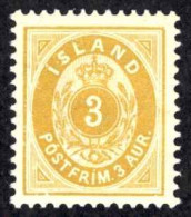 Iceland Sc# 21 MH 1897 3a Orange Numeral - Ongebruikt