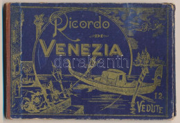 Venezia, Venice; Ricordo, 12 Vedute. Giovanni Zanetti - Thick Wooden Leporello With 12 Litho Pictures (non Postcard) - Non Classés