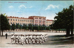 ** T1/T2 Pola, Pula; K.u.K. Kriegsmarine Maschinenschule / WWI Austro-Hungarian Navy Machinery School With Mariners. C.  - Unclassified