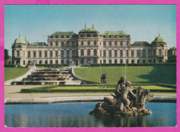 293479 / Austria - Vienna Wien - Belvedere Castle Fountain PC 1965 Used 1.50+30g XV Congres UPU Vienne 1964 Wien Rathaus - Belvedère