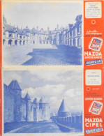 2 BUVARDS - Piles MAZDA Cipel " Châteaux De Carcassonne Et De Grabois Boissy-Saint-Léger - TBE - Batterien