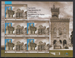 2011 SAN MARINO -SUA SANTITÀ PAPA BENEDICTO XVI -EN HOJA BLOQUE - Unused Stamps
