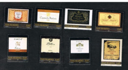 SAN MARINO - UN - 2007  GRANDI VINI EUROPEI  (COMPLET SET OF 8 STAMPS, BY BF)     - MINT ** - Neufs