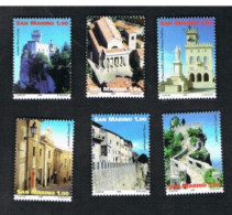 SAN MARINO - UN 2201.2205 - 2008  CENTRO STORICO E MONTE TITANO PATRIMONIO UNESCO (COMPLET SET OF 6, BY BF) - MINT ** - Unused Stamps