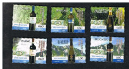 SAN MARINO - UN 2241.2246 - 2009  I VINI DI SAN MARINO  (COMPLET SET OF 6 STAMPS, BY BF)     - MINT ** - Neufs