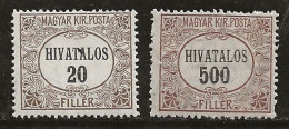 Hongrie 1921 N° Y&T : SE 2 Et 7 ** - Officials